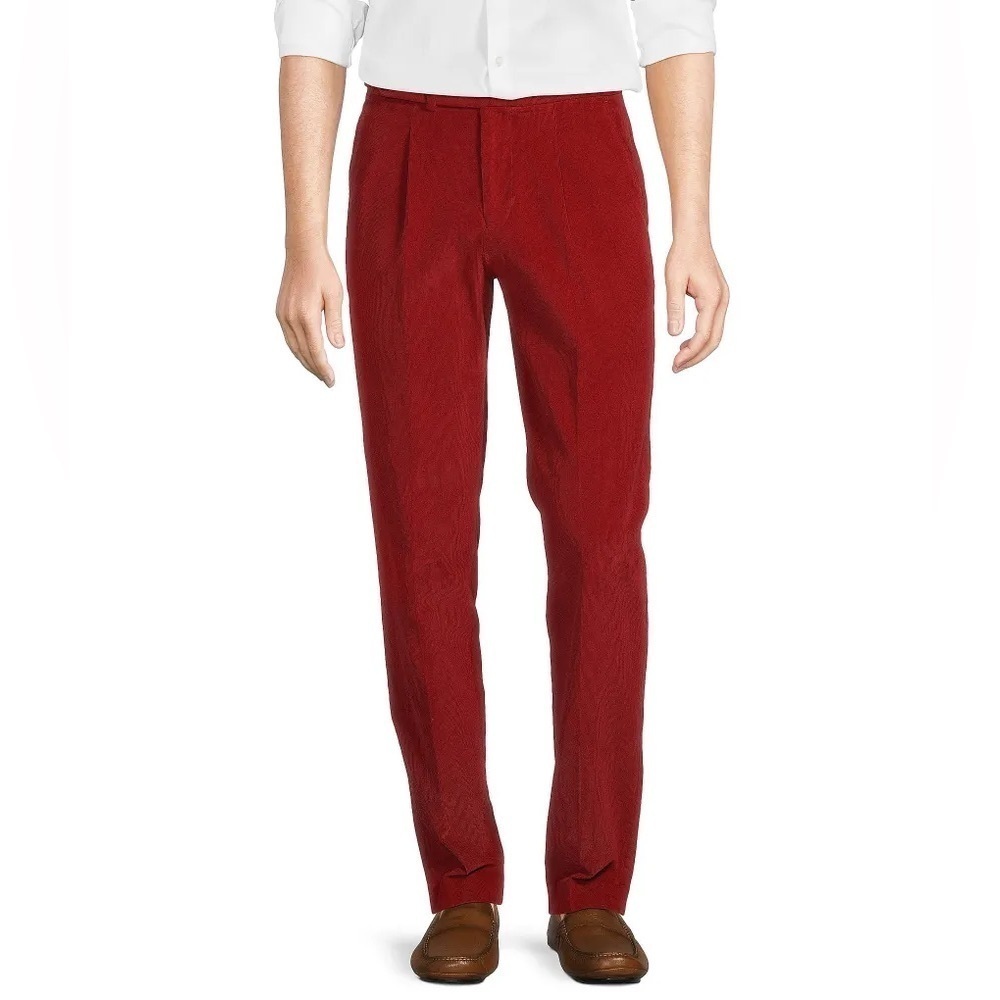 NWT Murano Ancient Renaissance Collection Lucas Pleated Corduroy Red 32x32